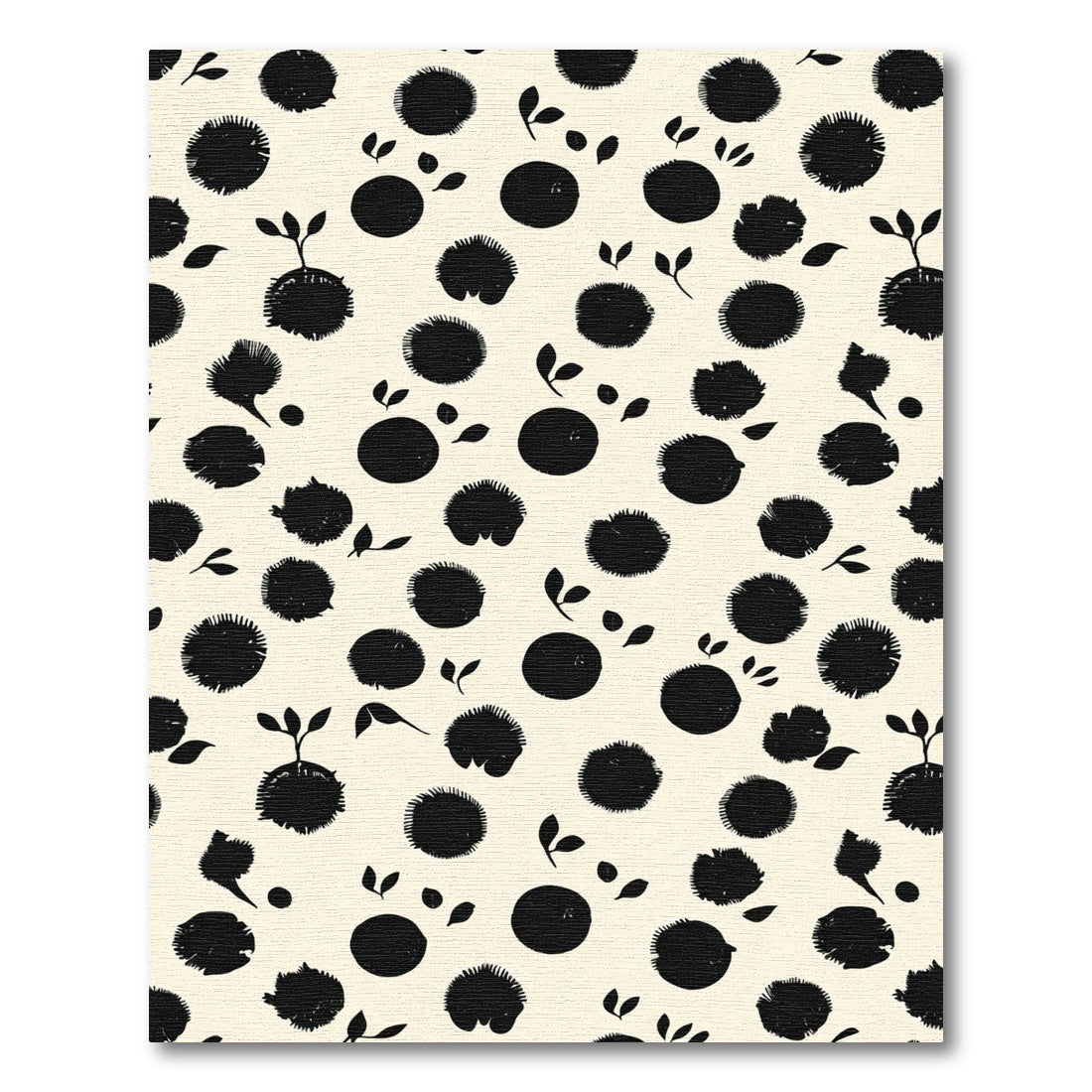 Cream Black Spiky Circles Organic Growth Rug