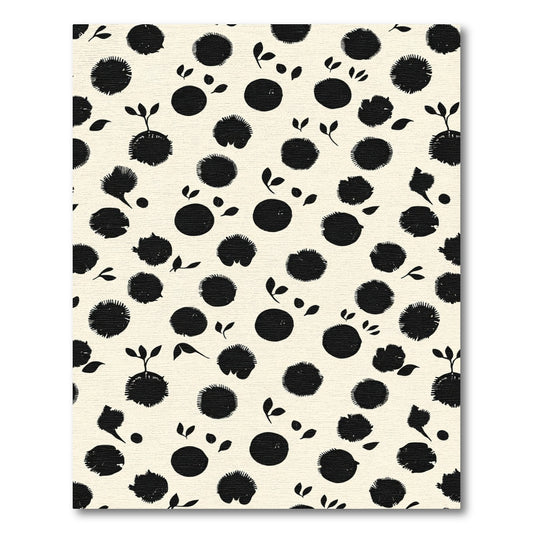 Cream Black Spiky Circles Organic Growth Rug