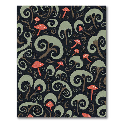 Whimsical Red Mushroom Swirls Rug