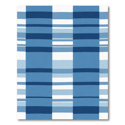 Indigo Blue Plaid Stripes Rug