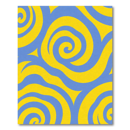Abstract Blue Yellow Swirl Rug