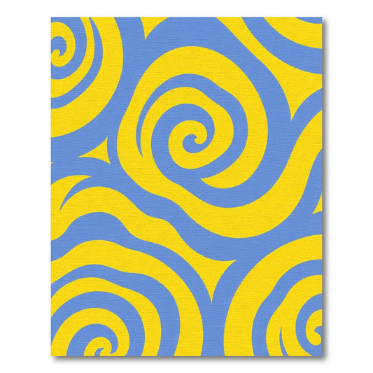 Abstract Blue Yellow Swirl Rug