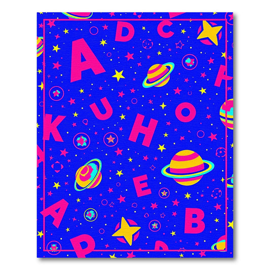 Cosmic Alphabet Planets Stars Rug