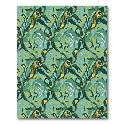 Abstract Green Swirl Foliage Rug