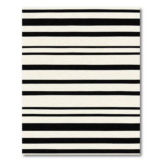 Modern Cream and Black Stripe Rug