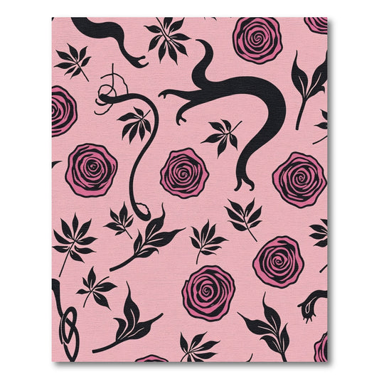Pink Blossom Black Swirl Flourish Rug