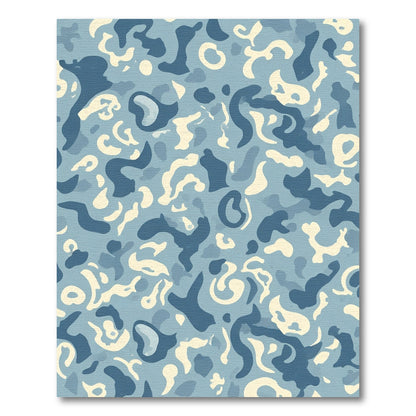 Blue Cream Abstract Camouflage Blends Rug