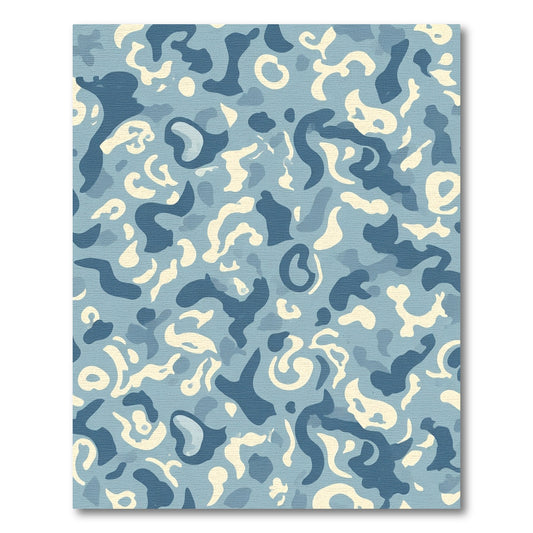 Blue Cream Abstract Camouflage Blends Rug