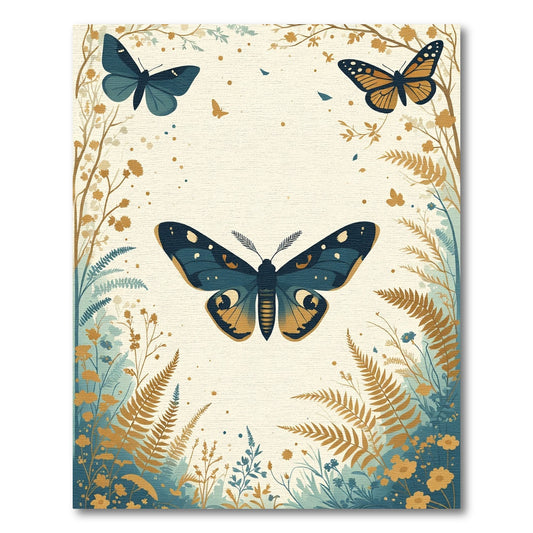 Midnight Blue Monarch Garden Insects Rug