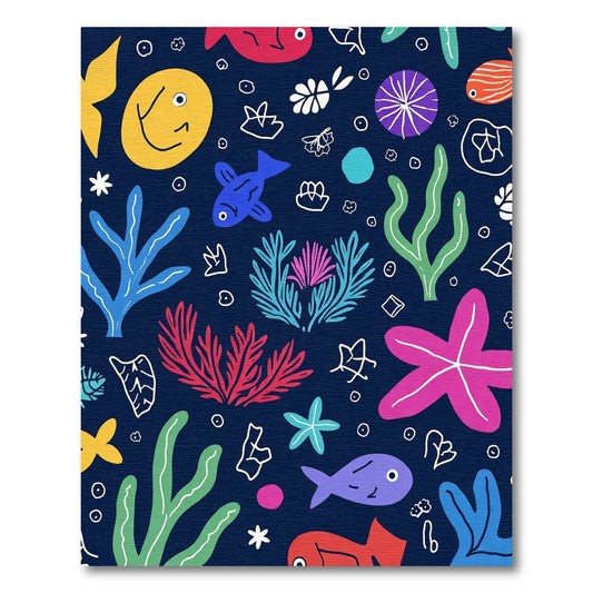 Vivid Marine Life Coral Fish Collection Rug
