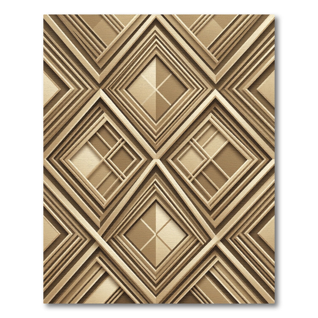 Golden Geometric Lattice Art Deco Rug
