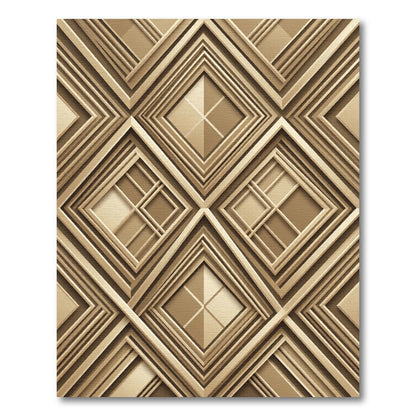 Golden Geometric Lattice Art Deco Rug