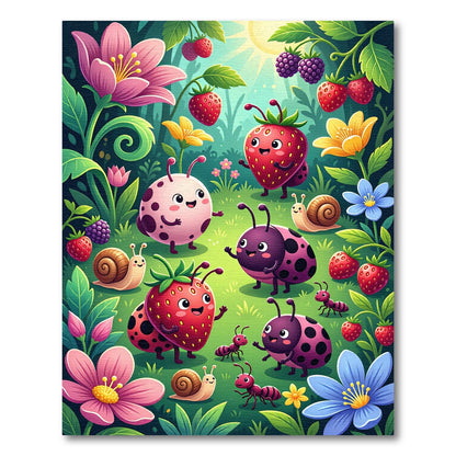 Whimsical Bugberry Garden Meadow Fun Rug