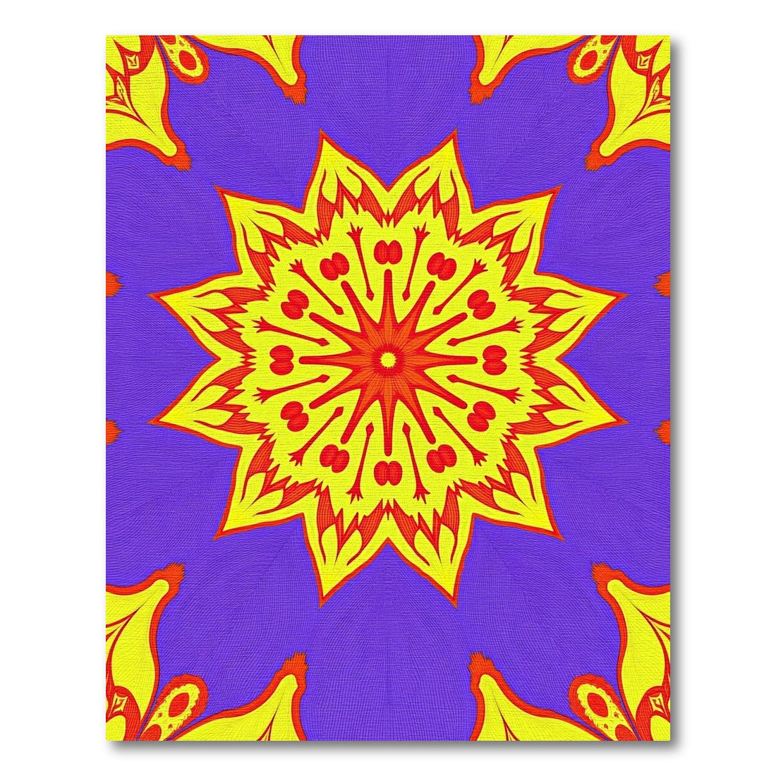 Vibrant Yellow Orange Mandala Lilac Rug
