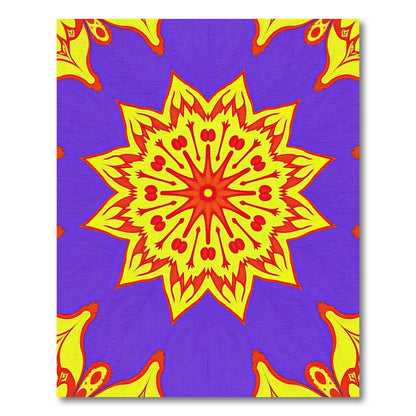 Vibrant Yellow Orange Mandala Lilac Rug