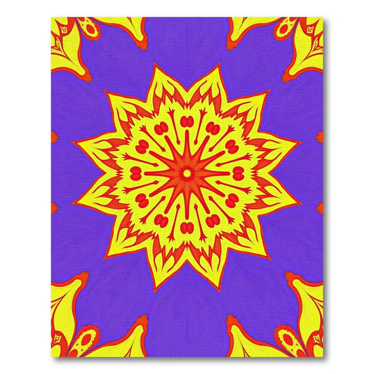 Vibrant Yellow Orange Mandala Lilac Rug
