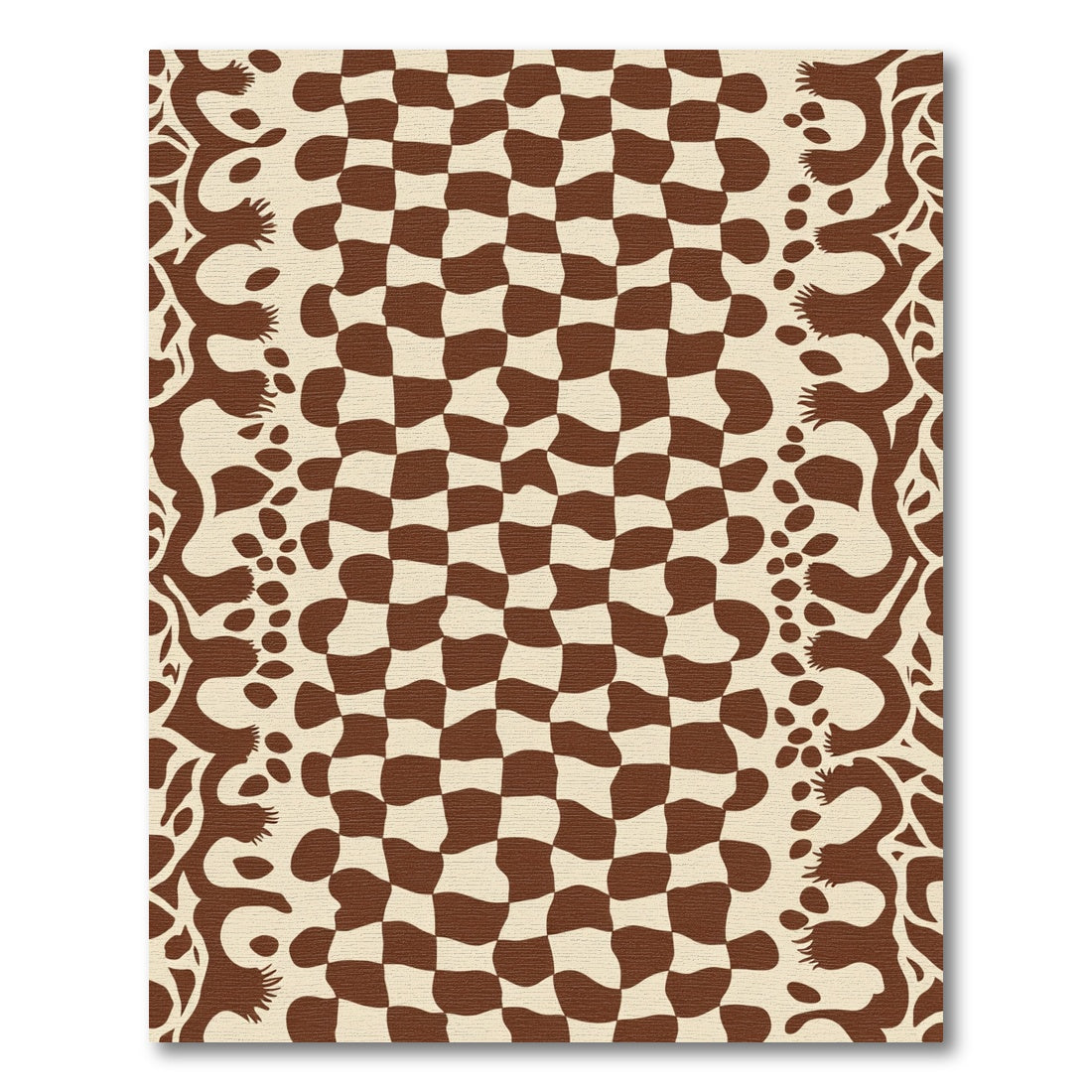 Brown Checkerboard Organic Border Rug