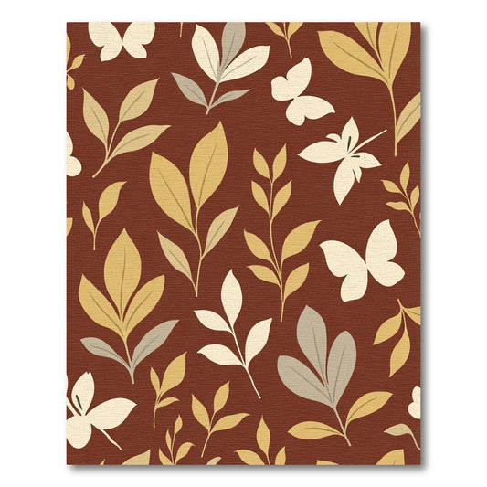 Earthy Brown Botanical Butterfly Accents Rug