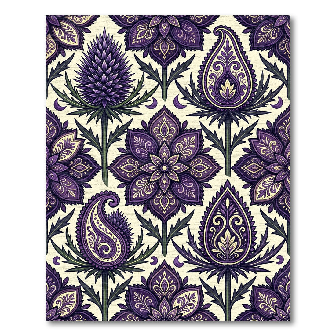 Deep Purple Floral Paisley Medallion Rug