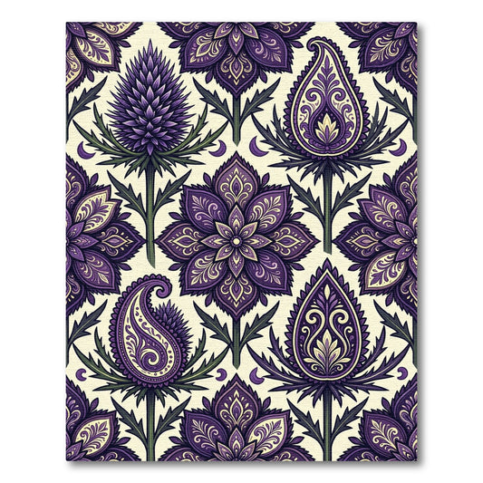 Deep Purple Floral Paisley Medallion Rug