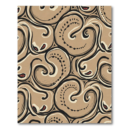 Earthy Swirls and Red Dot Accents Rug
