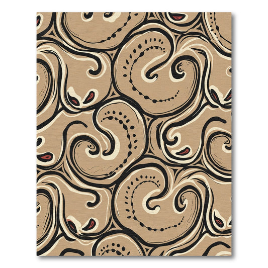 Earthy Swirls and Red Dot Accents Rug