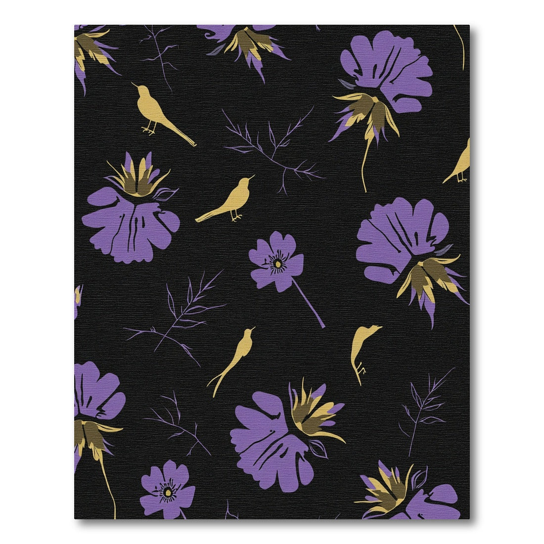 Purple Golden Bird Floral Meadow Rug