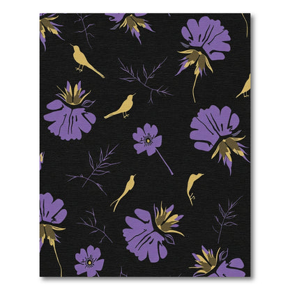 Purple Golden Bird Floral Meadow Rug