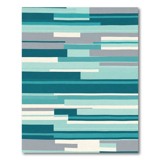 Teal Gray And Cream Stripe Layout Rug