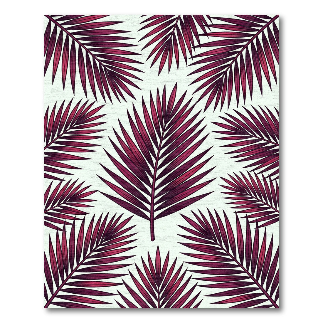 Crimson Palm Leaf Tropical Composition Rug