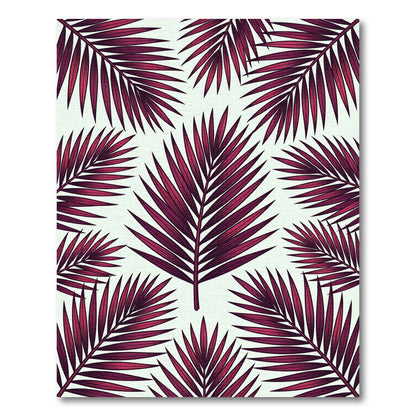 Crimson Palm Leaf Tropical Composition Rug