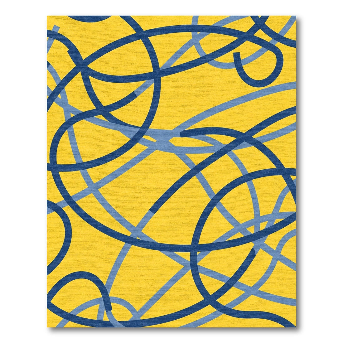 Vibrant Yellow Blue Intertwined Lines Rug