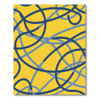 Vibrant Yellow Blue Intertwined Lines Rug