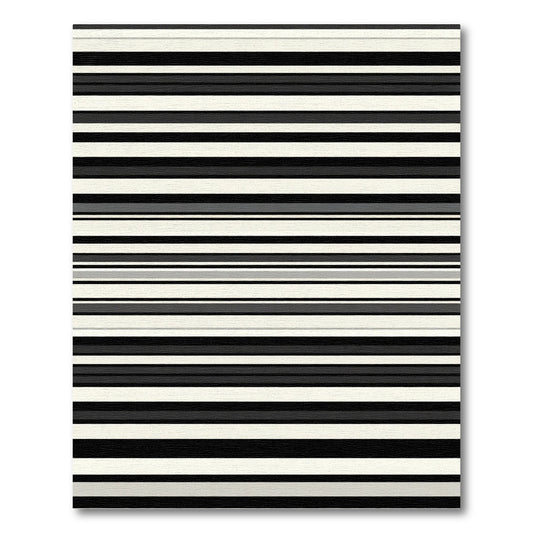 Modern Cream Black Wide Stripe Rug
