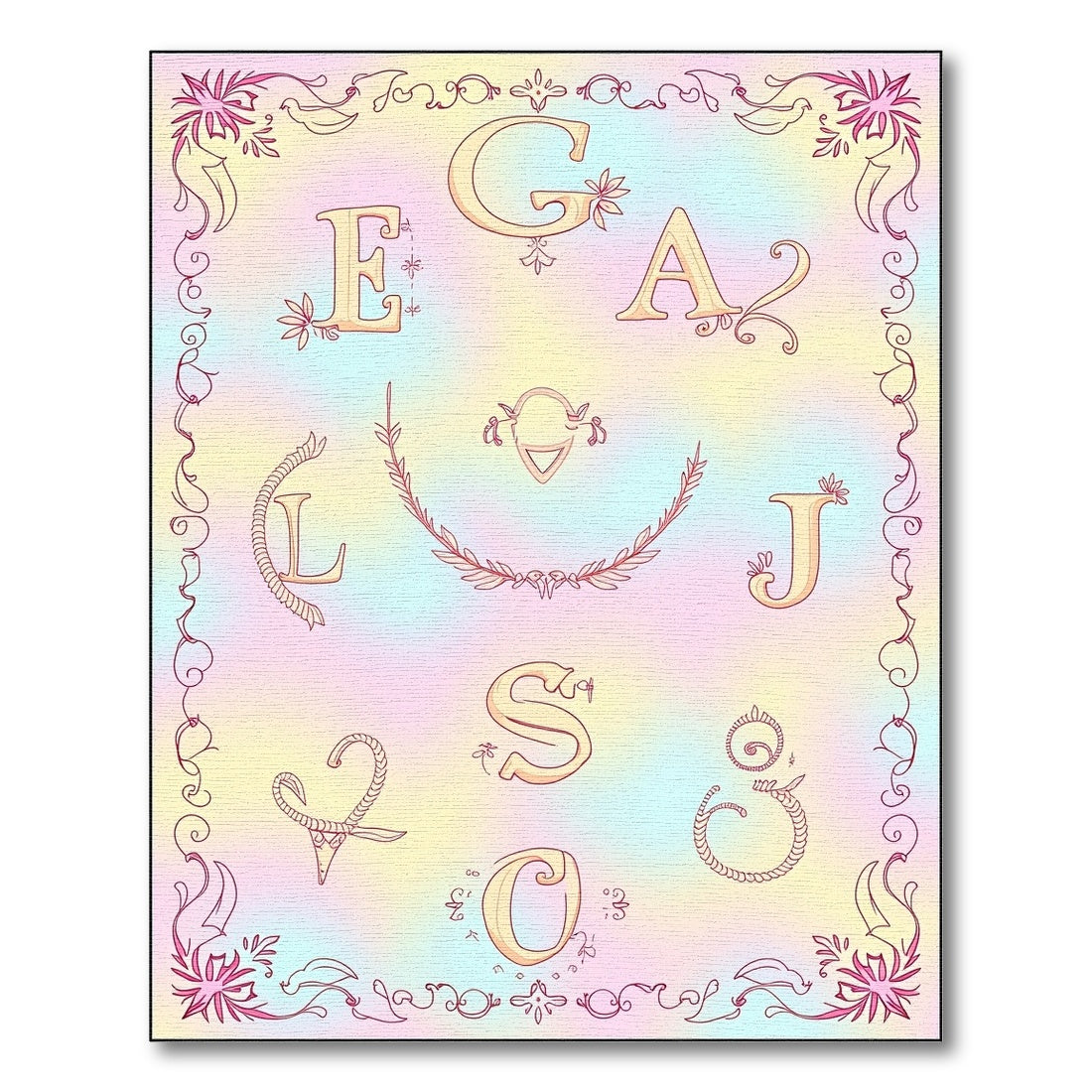Pastel Alphabet Border Decor Rug