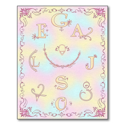 Pastel Alphabet Border Decor Rug
