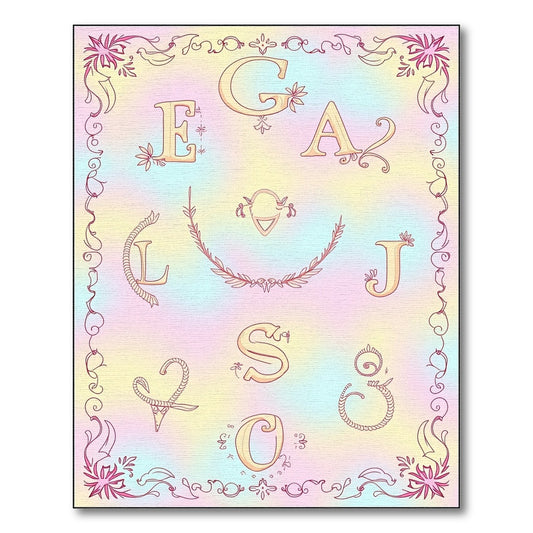 Pastel Alphabet Border Decor Rug