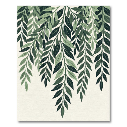 Green Foliage Cascading Branch Art Rug