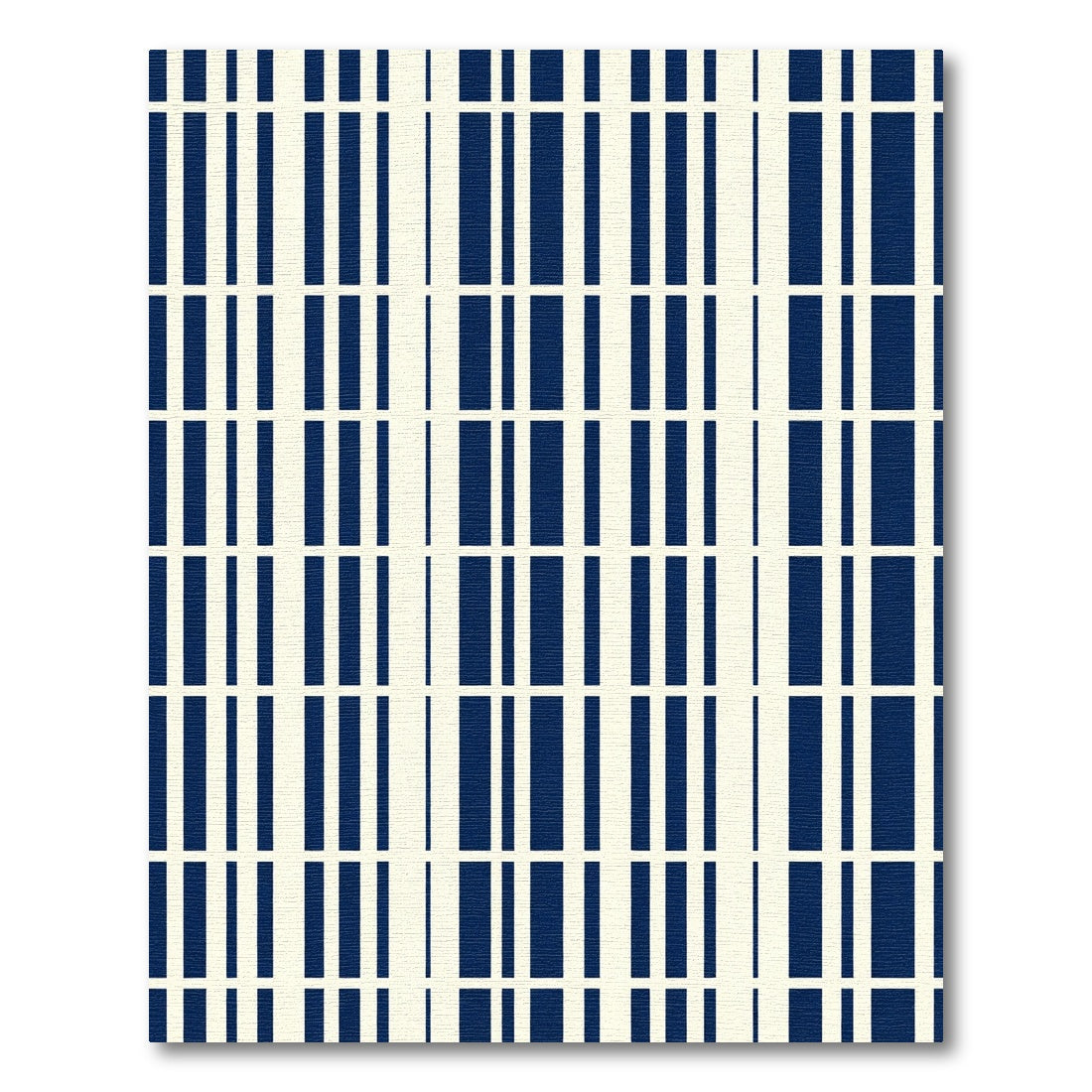 Deep Blue Off White Vertical Stripe Rug