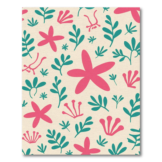 Coral Mint Botanical Pattern Rug