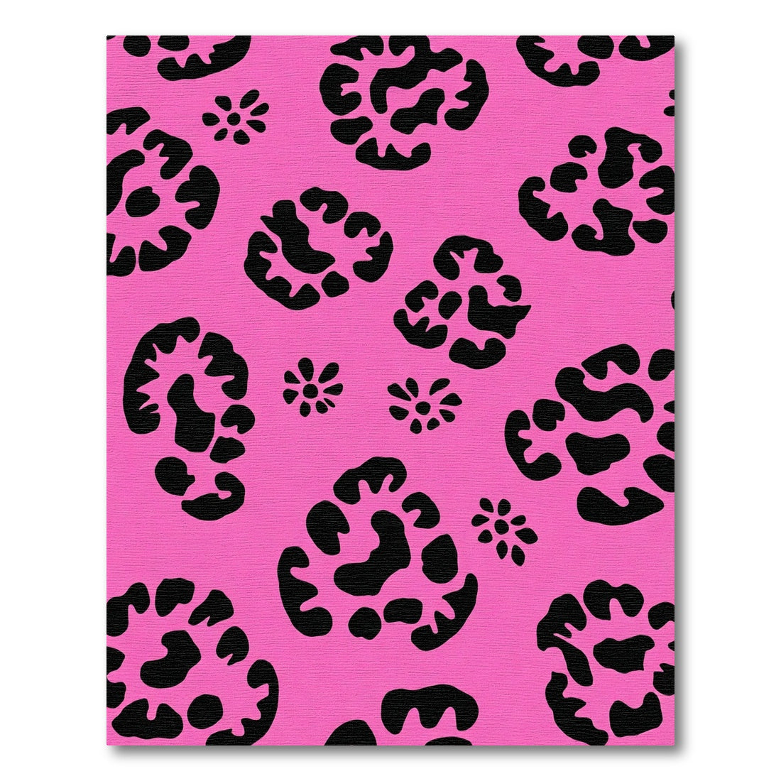 Hot Pink Black Leopard Flower Rug