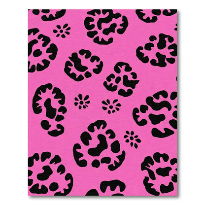Hot Pink Black Leopard Flower Rug
