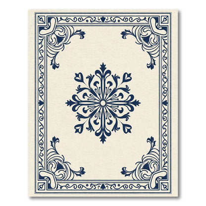 Classic Deep Blue Floral Medallion Accent Rug