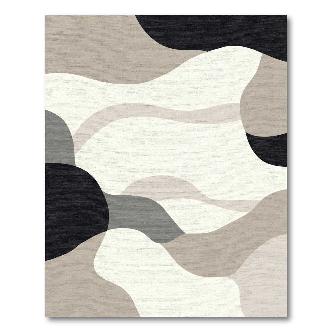 Abstract Beige Black Wavy Terrain Rug