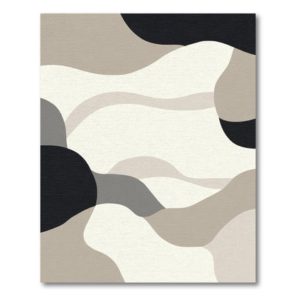 Abstract Beige Black Wavy Terrain Rug