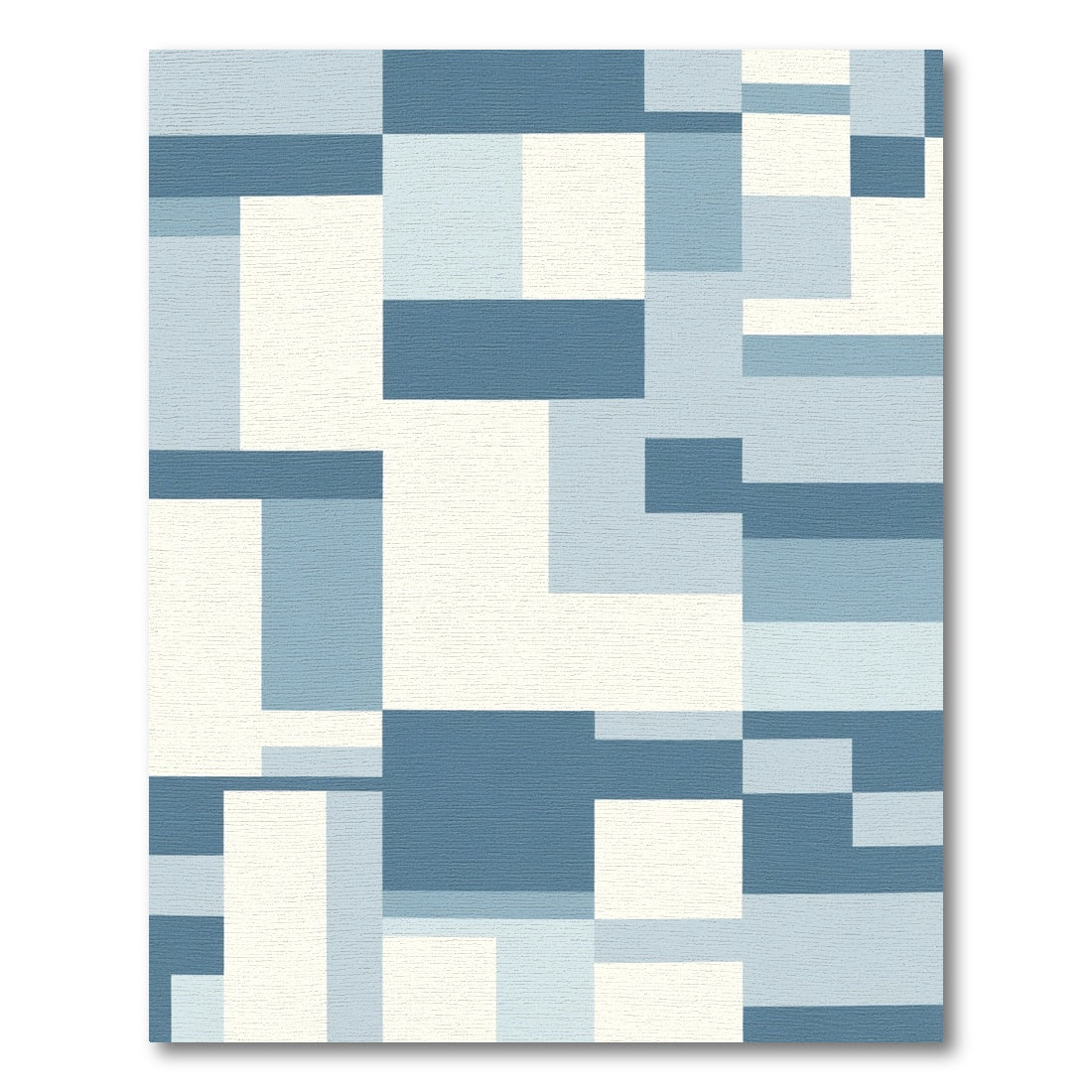 Blue Tone Geometric Blocks Rug