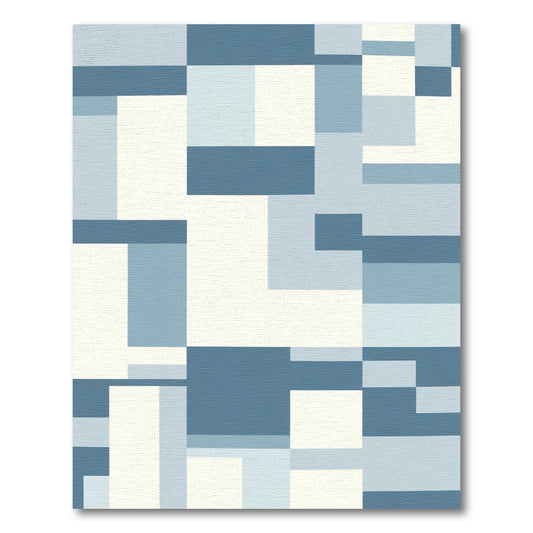 Blue Tone Geometric Blocks Rug