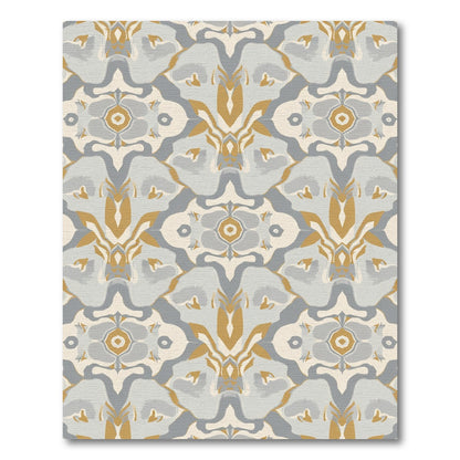 Golden Beige Gray Abstract Overlay Rug