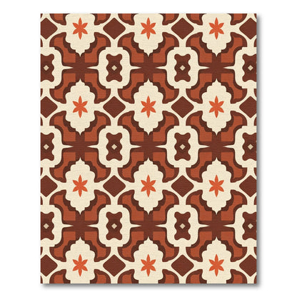 Retro Orange Blossom Lattice Rug