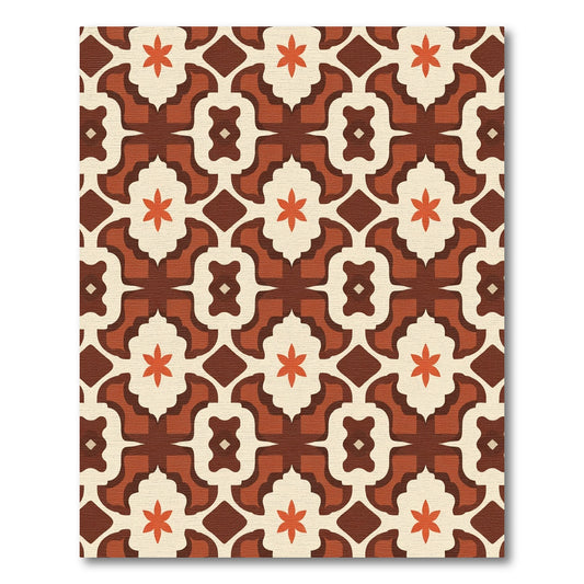 Retro Orange Blossom Lattice Rug